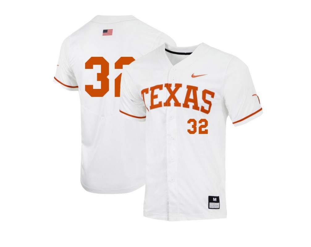 Men's Texas Longhorns #32 Ty Madden Nike White College Baseball Game Jersey 