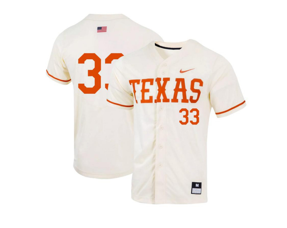 Men's Texas Longhorns #33 Pete Hansen Nike Natural College Baseball Game Jersey