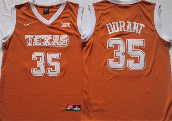 Men's Texas Longhorns #35 Kevin Durant 2007 Orange Retro College Basketball Jersey