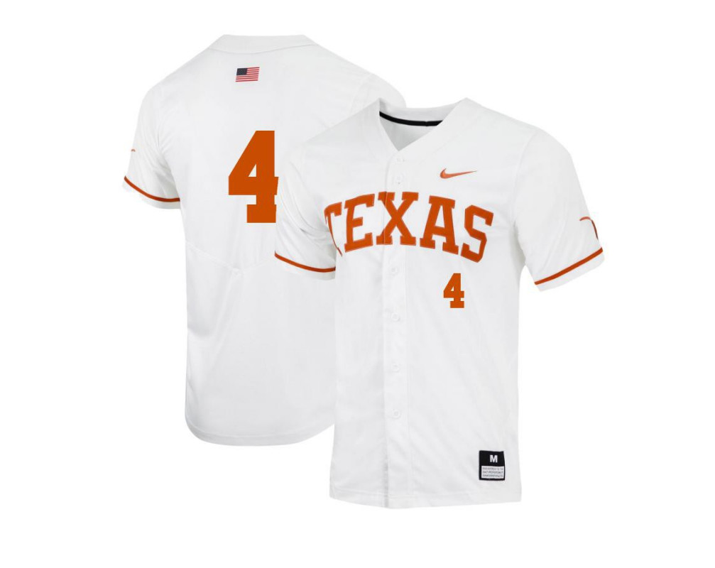 Men's Texas Longhorns #4 Silas Ardoin Nike White College Baseball Game Jersey