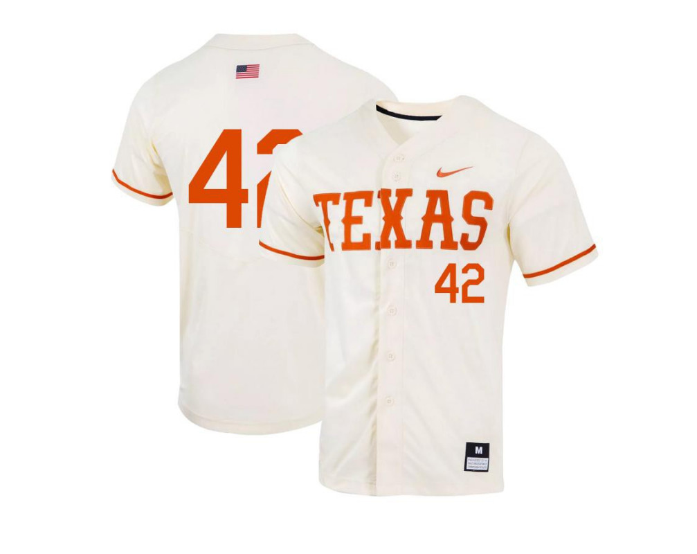 Men's Texas Longhorns #42 Dawson Merryman Nike Natural College Baseball Game Jersey