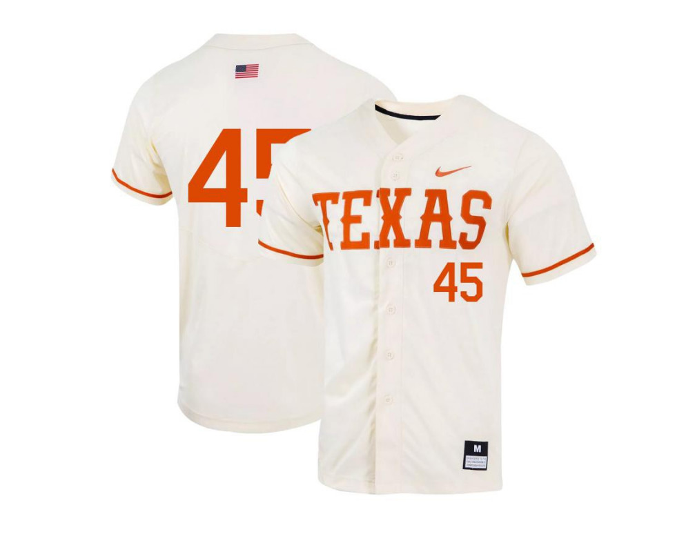 Men's Texas Longhorns #45 Coy Cobb Nike Natural College Baseball Game Jersey