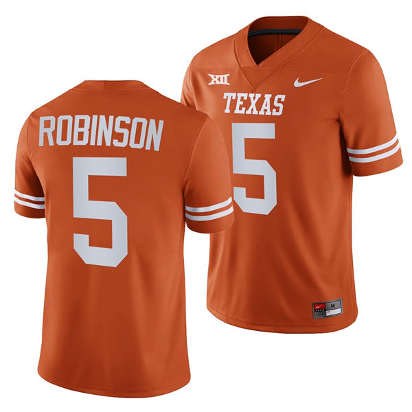 Men's Texas Longhorns #5 Bijan Robinson Nike 2022 Orange Football Game Jersey