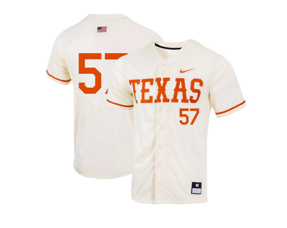 Men's Texas Longhorns #57 Lebarron Johnson Jr Nike Natural College Baseball Game Jersey