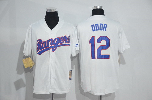 Men's Texas Rangers #12 Rougned Odor White Stitched MLB 1986 Majestic Cool Base Cooperstown Collection Player Jersey的副本
