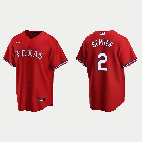 Men's Texas Rangers #2 Marcus Semien Red Cool Base Stitched Baseball Jersey