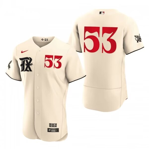 Men's Texas Rangers #53 Adolis Garc?-a Cream 2023 City Connect Flex Base Stitched Baseball Jersey