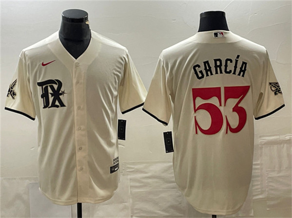 Men's Texas Rangers #53 Adolis Garc?-a Cream City Connect Cool Base Stitched Baseball Jersey