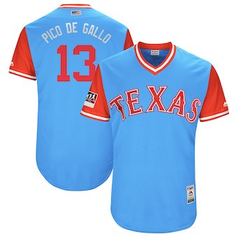 Men's Texas Rangers 13 Joey Gallo Pico de Gallo Majestic Light Blue 2018 Players' Weekend Authentic Jersey