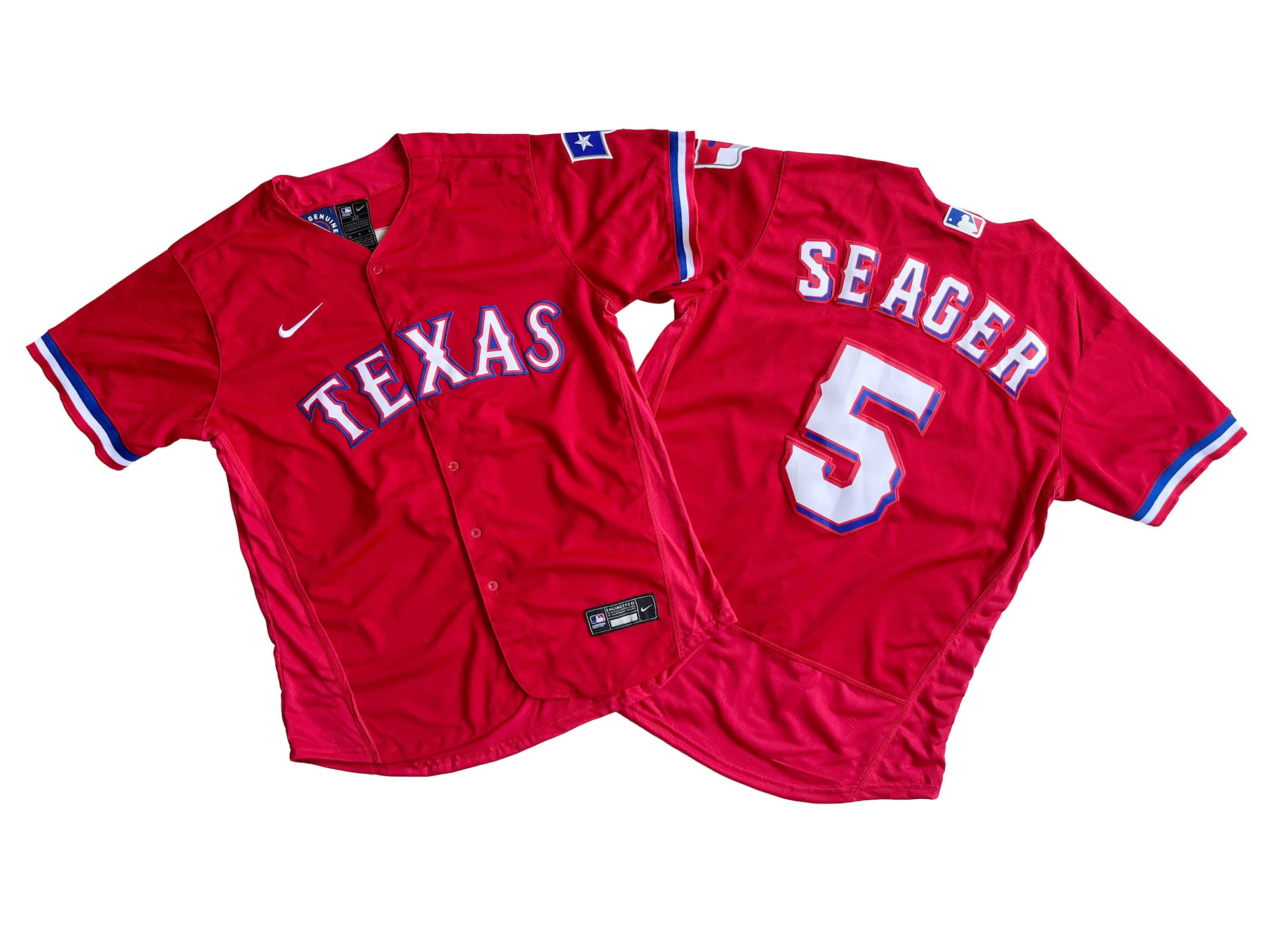 Men's Texas Rangers 5# Corey Seager Nike Red Natural Flexbase jersey