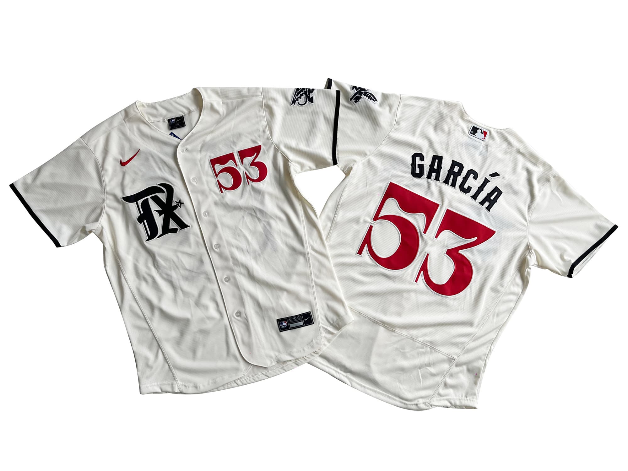 Men's Texas Rangers 53# Adolis Garcia Nike Natural Flexbase jersey