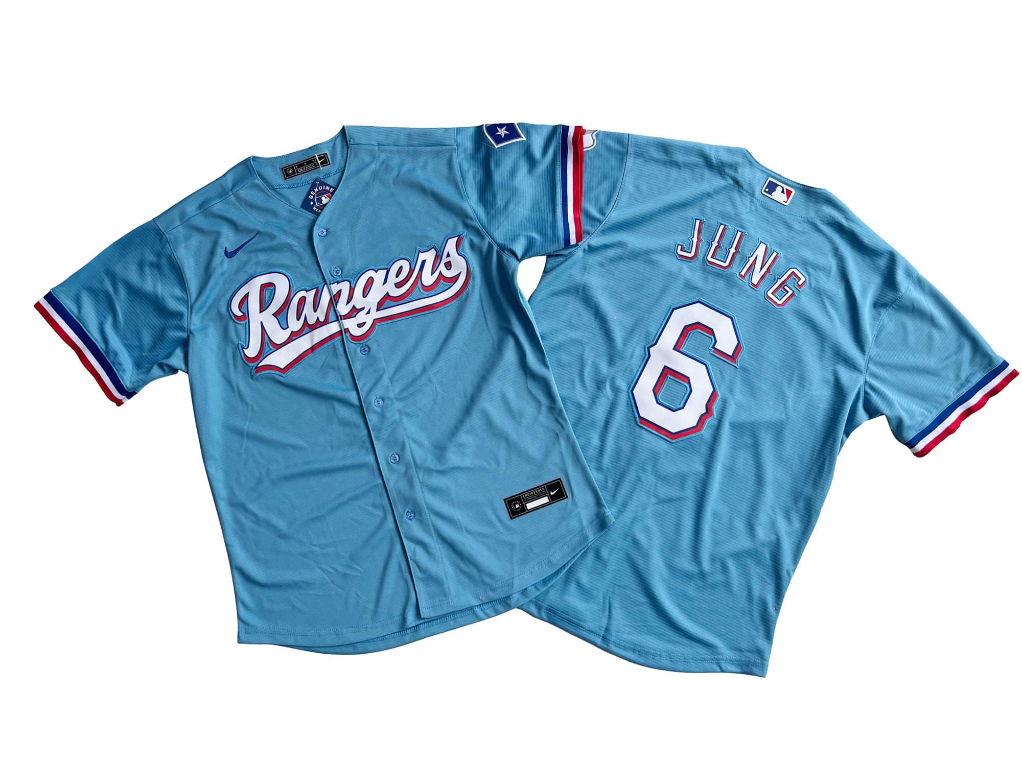 Men's Texas Rangers 6# Josh Jung Nike Light Blue Player Jersey