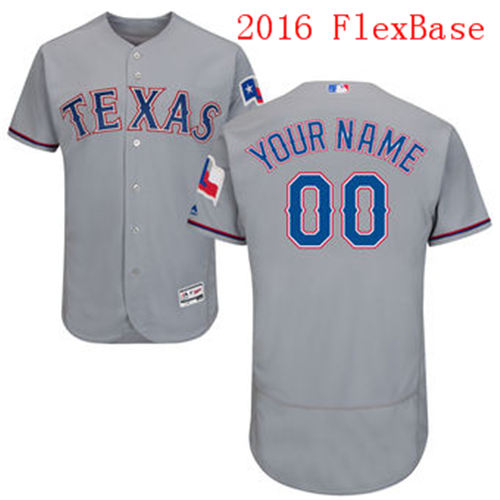 Men's Texas Rangers Majestic Gray Flexbase Authentic Collection Custom Jersey