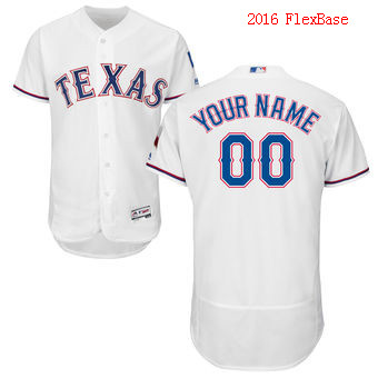 Men's Texas Rangers Majestic White Flexbase Authentic Collection Custom Jersey
