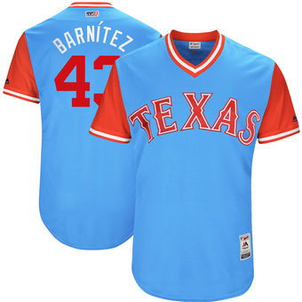 Men's Texas Rangers Tony Barnette Barn?-tez Majestic Light Blue 2017 Players Weekend Authentic Jersey