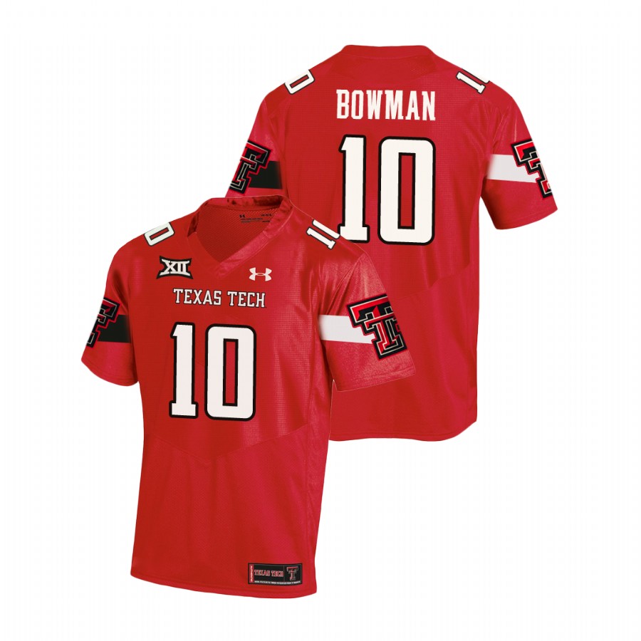 Men's Texas Tech Red Raiders #10 Alan Bowman 2020 Red Under Armour College Football Jersey 
