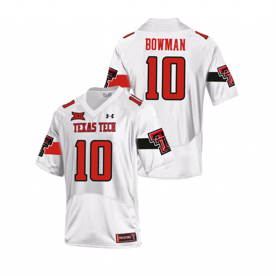 Men's Texas Tech Red Raiders #10 Alan Bowman 2020 White Under Armour College Football Jersey 