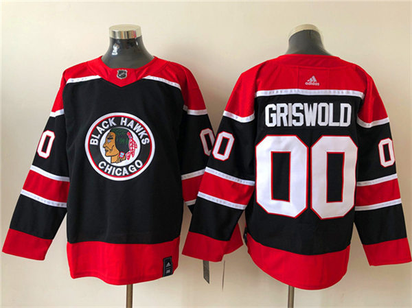 Men's The National Lampoon's Vacation film #00 Clark Griswold Chicago Blackhawks 2020-21 Reverse Retro Jersey Black Alternat Stitched