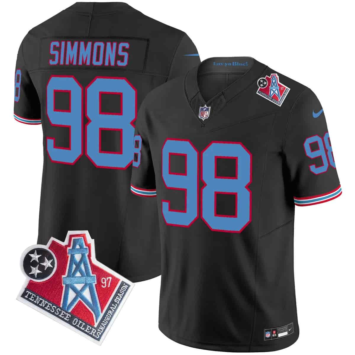 Men's Titans 1997 Throwback Vapor Limited Jersey - All Stitched Jeffery Simmons      98