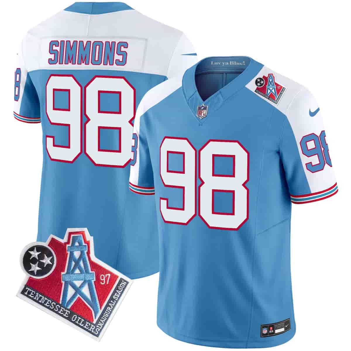 Men's Titans 1997 Throwback Vapor Limited Jersey - All Stitched Jeffery Simmons     98