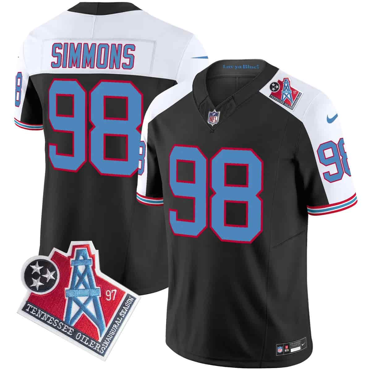 Men's Titans 1997 Throwback Vapor Limited Jersey - All Stitched Jeffery Simmons #98