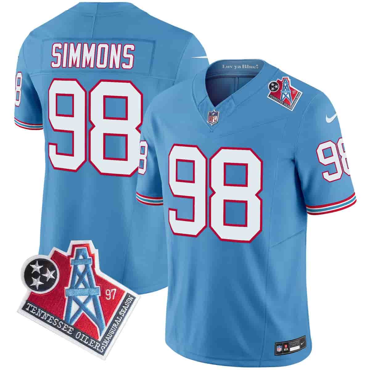 Men's Titans 1997 Throwback Vapor Limited Jersey - All Stitched Jeffery Simmons 98