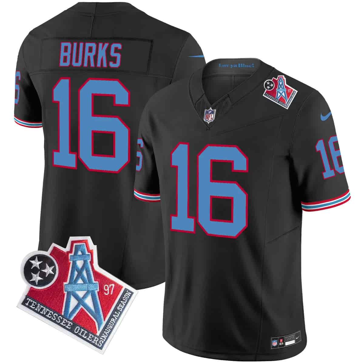 Men's Titans 1997 Throwback Vapor Limited Jersey - All Stitched Treylon Burks     16