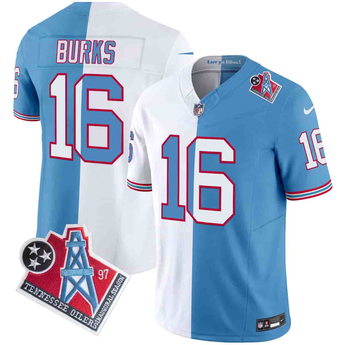 Men's Titans 1997 Throwback Vapor Limited Jersey - All Stitched Treylon Burks   16