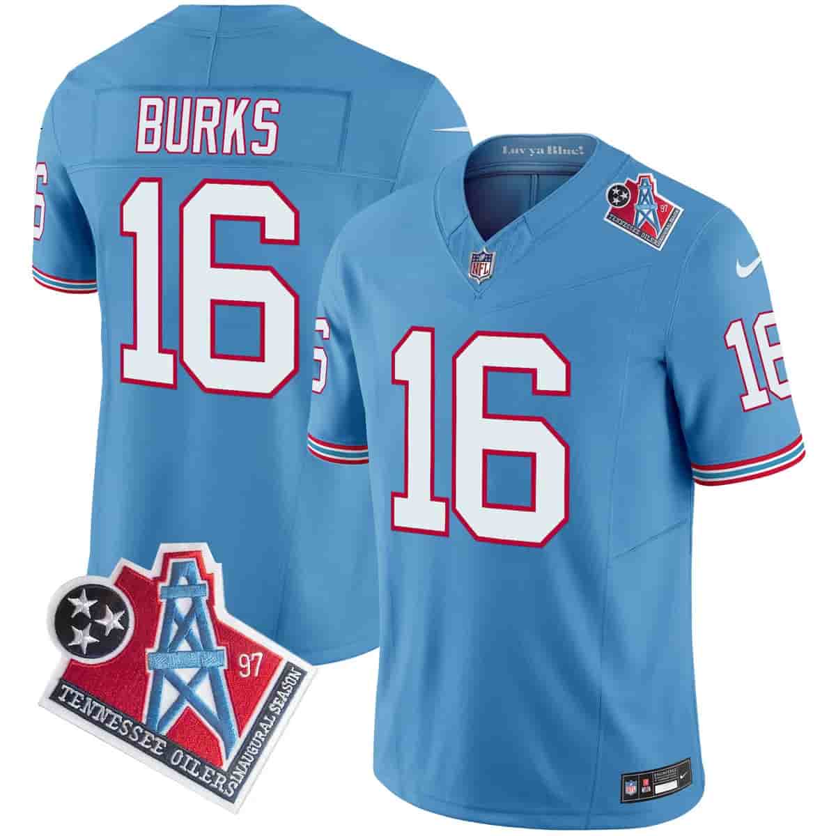 Men's Titans 1997 Throwback Vapor Limited Jersey - All Stitched Treylon Burks 16