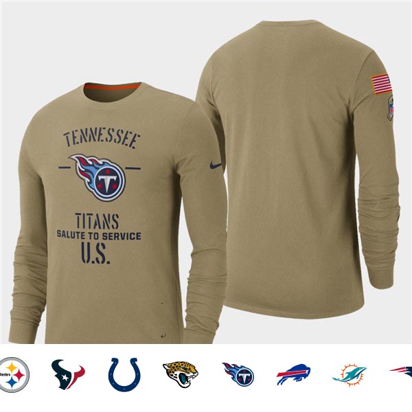 Men's Titans Tan 2019 Salute to Service Sideline Long Sleeve T-Shirt