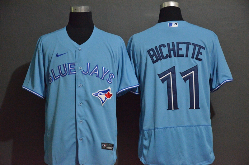 Men's Toronto Blue Jays #11 Bo Bichette Blue Stitched MLB Flex Base Nike Jersey的副本