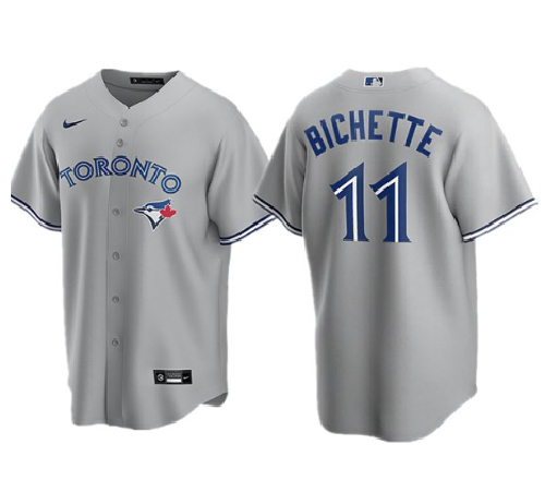 Men's Toronto Blue Jays #11 Bo Bichette Gray Cool Base Stitched MLB Jersey