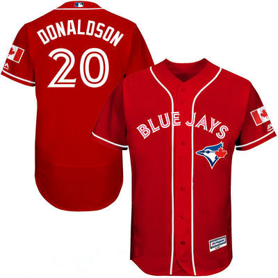 Men's Toronto Blue Jays #20 Josh Donaldson Red Stitched MLB 2016 Canada Day Majestic Flex Base Jerse