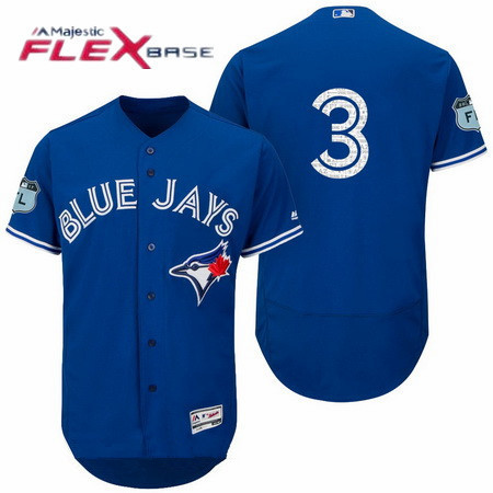 Men's Toronto Blue Jays #3 Ezequiel Carrera Blue No Name 2017 Spring Training Stitched MLB Majestic Flex Base Jersey