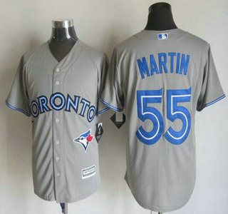Men's Toronto Blue Jays #55 Russell Martin Away Gray 2015 MLB Cool Base Jersey的副本