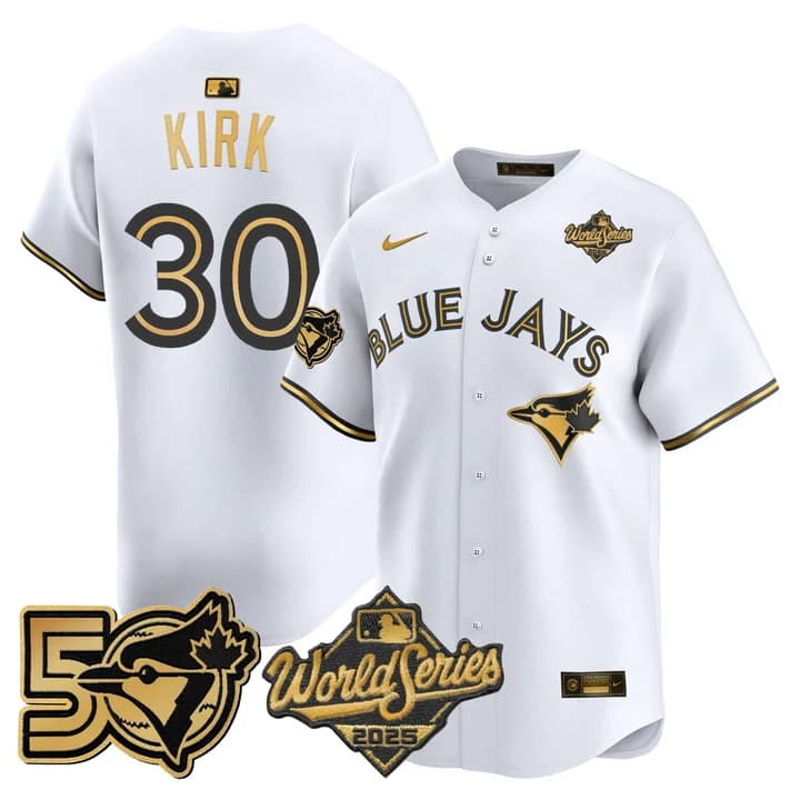 Men's Toronto Blue Jays 2025 World Series Vapor Premier Limited Jersey - 50 Seasons Patch - All Stitched Alejandro Kirk