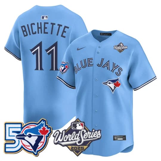 Men's Toronto Blue Jays 2025 World Series Vapor Premier Limited Jersey - 50 Seasons Patch - All Stitched Bo Bichette     11
