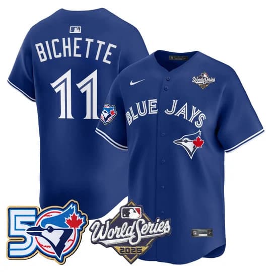Men's Toronto Blue Jays 2025 World Series Vapor Premier Limited Jersey - 50 Seasons Patch - All Stitched Bo Bichette 11