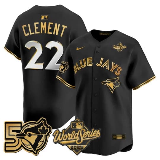 Men's Toronto Blue Jays 2025 World Series Vapor Premier Limited Jersey - 50 Seasons Patch - All Stitched Ernie Clement  22