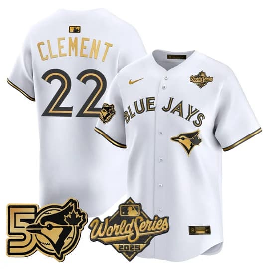 Men's Toronto Blue Jays 2025 World Series Vapor Premier Limited Jersey - 50 Seasons Patch - All Stitched Ernie Clement22