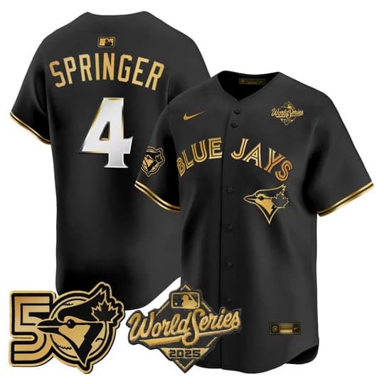 Men's Toronto Blue Jays 2025 World Series Vapor Premier Limited Jersey - 50 Seasons Patch - All Stitched George Springer     4