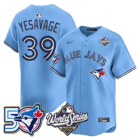 Men's Toronto Blue Jays 2025 World Series Vapor Premier Limited Jersey - 50 Seasons Patch - All Stitched Trey Yesavage      39