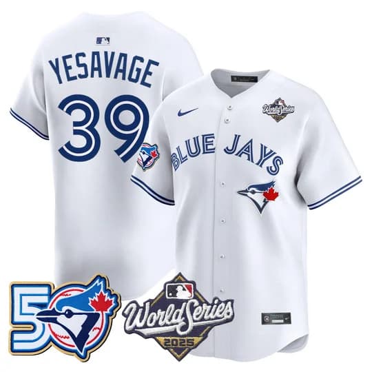 Men's Toronto Blue Jays 2025 World Series Vapor Premier Limited Jersey - 50 Seasons Patch - All Stitched Trey Yesavage#39