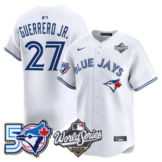 Men's Toronto Blue Jays 2025 World Series Vapor Premier Limited Jersey - 50 Seasons Patch - All Stitched Vladimir Guerrero Jr.    27