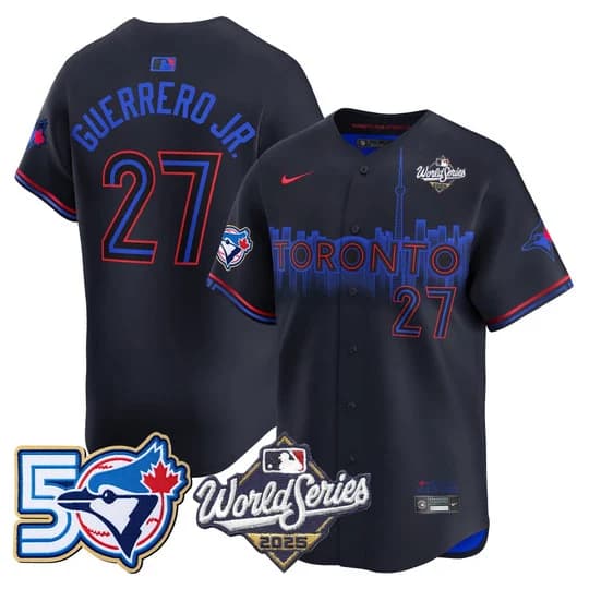Men's Toronto Blue Jays 2025 World Series Vapor Premier Limited Jersey - 50 Seasons Patch - All Stitched Vladimir Guerrero Jr   27