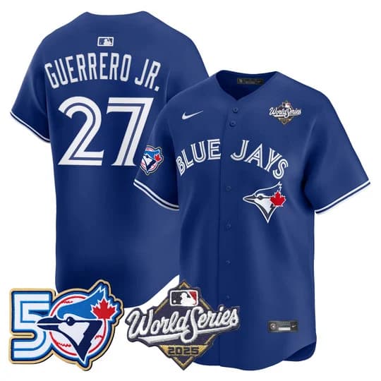 Men's Toronto Blue Jays 2025 World Series Vapor Premier Limited Jersey - 50 Seasons Patch - All Stitched Vladimir Guerrero Jr. 27