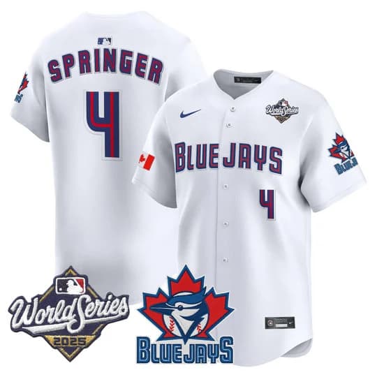 Men's Toronto Blue Jays 2025 World Series Vapor Premier Limited Jersey V3 - All Stitched George Springer    4
