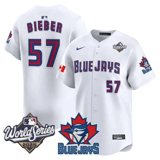 Men's Toronto Blue Jays 2025 World Series Vapor Premier Limited Jersey V3 - All Stitched Justin Bieber    57
