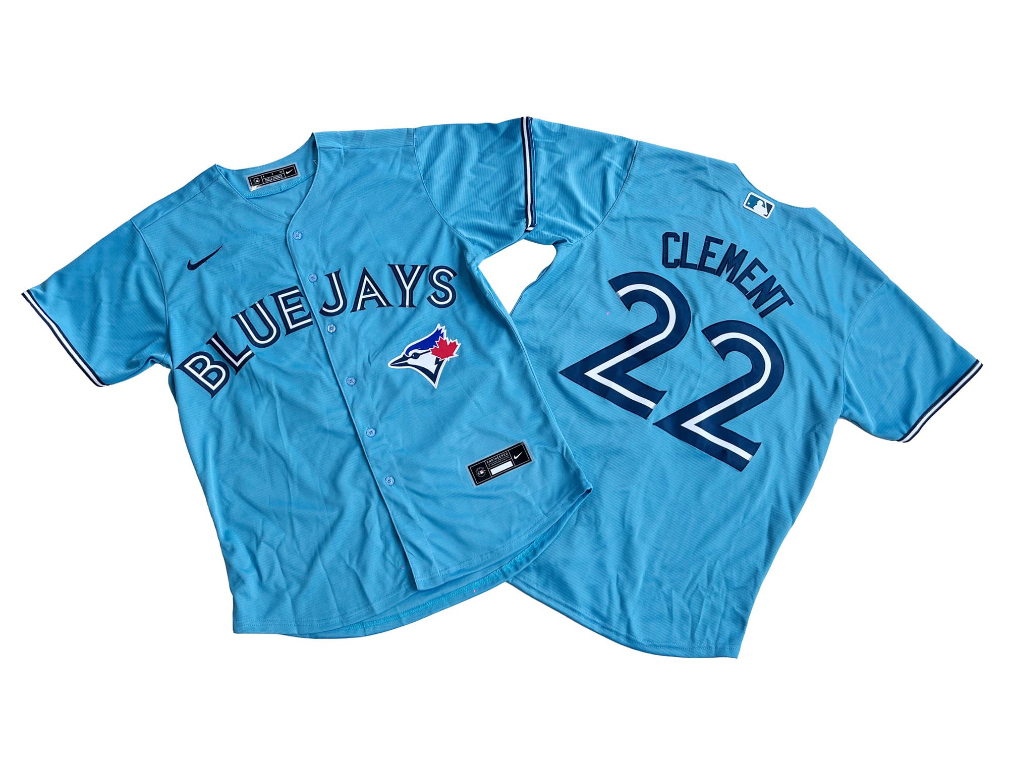 Men's Toronto Blue Jays 22# Ernie Clement Nike Powder Blue Alternate Replica Player Name Jersey