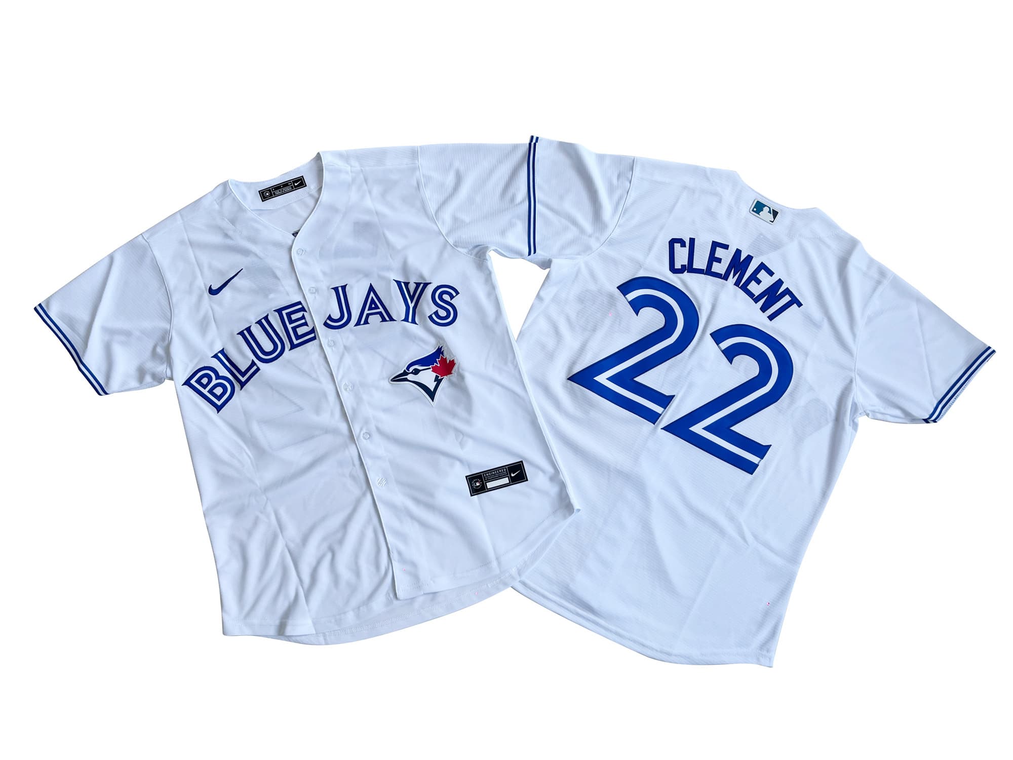Men's Toronto Blue Jays 22# Ernie Clement Nike White Royal Alternate Replica Player Name Jersey